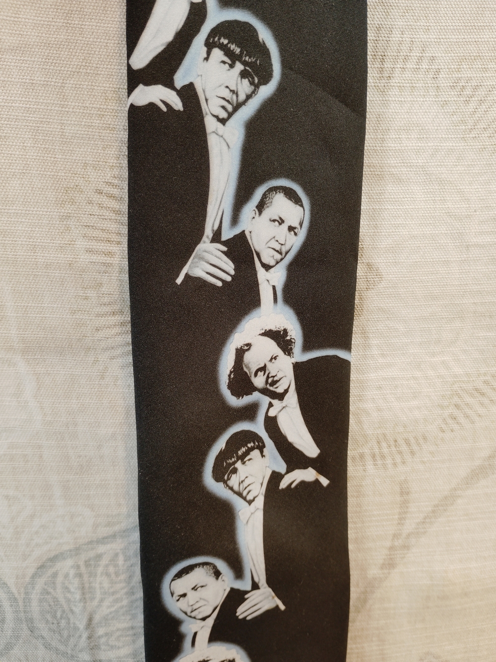 Vintage Three Stooges Black And White Novelty Tie